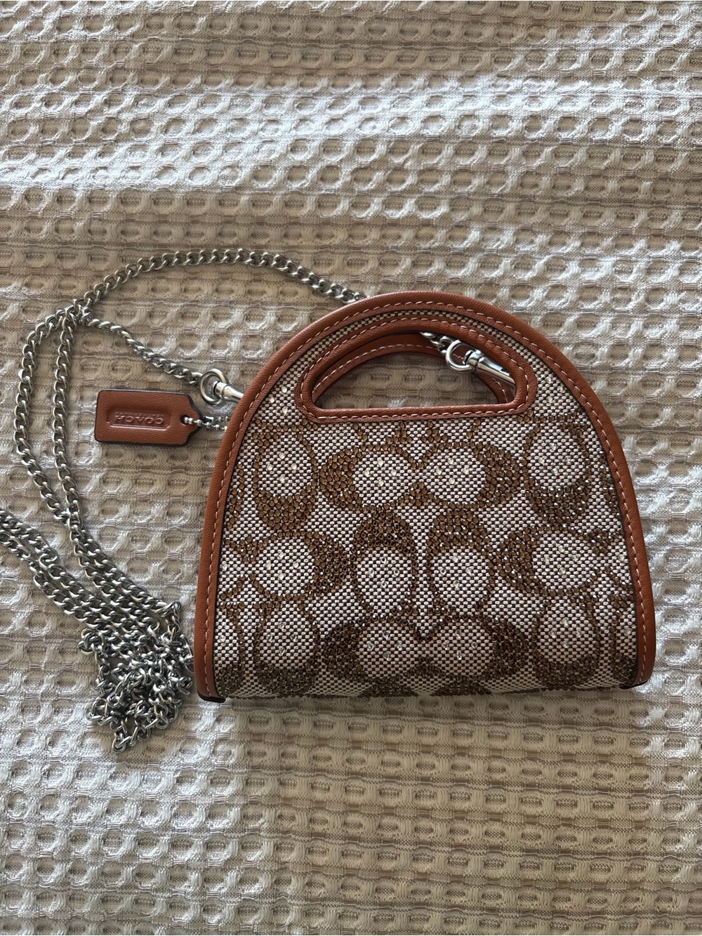Coach Beige & Brown Signature Mini Dome Crossbody
